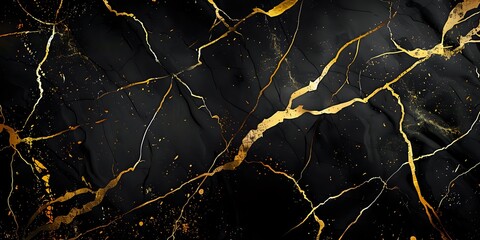 Black Marble Texture with Golden Veins