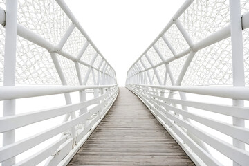 Fototapeta premium White Bridge with a Wooden Path
