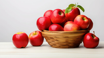 Basket of Fresh Red Apples Displaying Vibrant Colors and Natural Shine