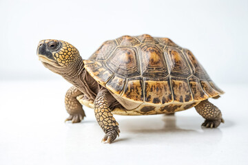 Obraz premium Tortoise walking on a white background
