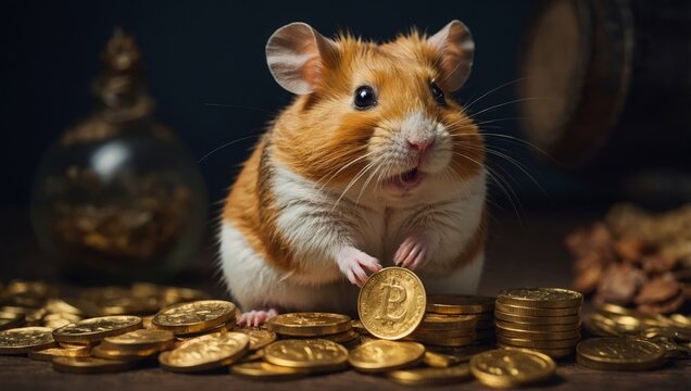 Hamster Holding Coin  - Powered by Adobe