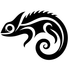 Silueta de tatuaje de camaleón simple