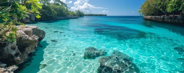 Clear blue water in a tropical lagoon