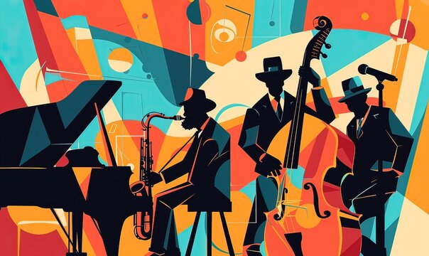 Ai musicisti jazz in stile vettoriale minimalista 02