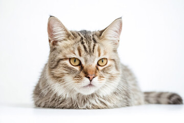 Obraz premium Close-up Portrait of a Tabby Cat with Yellow Eyes