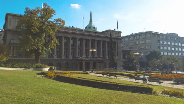 Belgrade Serbia, August 10, 2020: Sunny day at the historic Presidental hourse building in Belgrade