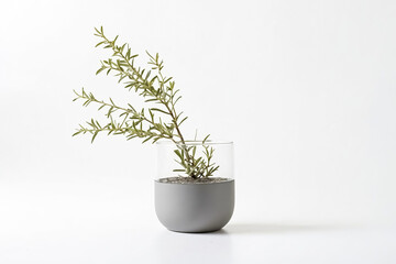 Sprig of Green in a Grey Pot