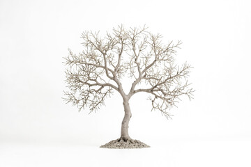 Bare Tree Branch Silhouette On White Background