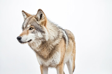 Obraz premium Wolf Portrait Against a White Background