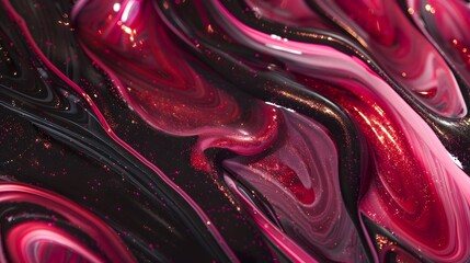 Shimmer liquid, Ink water mix. Swirl art, spiral flow glossy paint glitter particles fluid abstract background