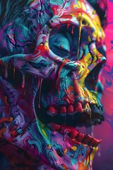 a face with trippy colors 