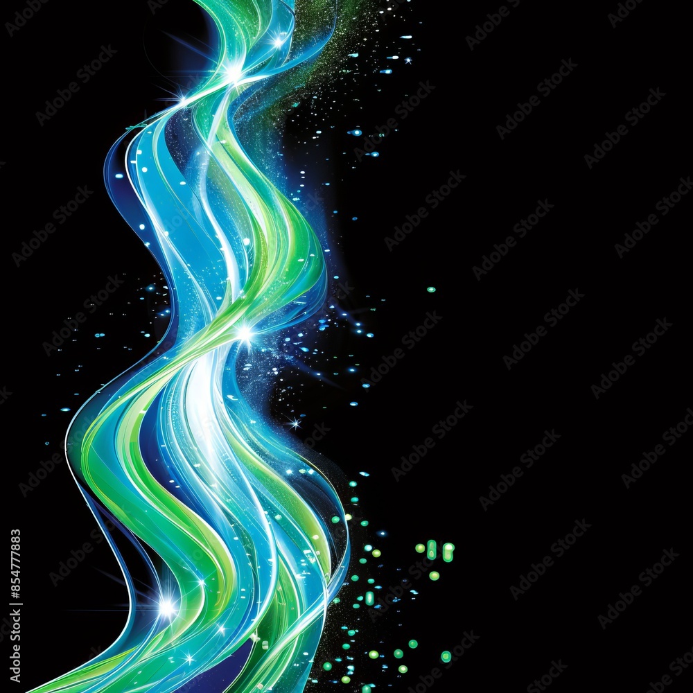 Aufkleber enchanting neon data streams entwined with glowing circuitry on black background