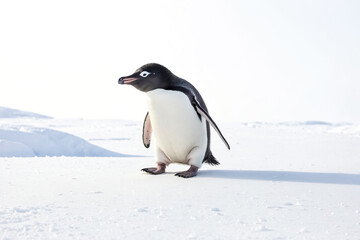 A Single Penguin Standing on the Snow