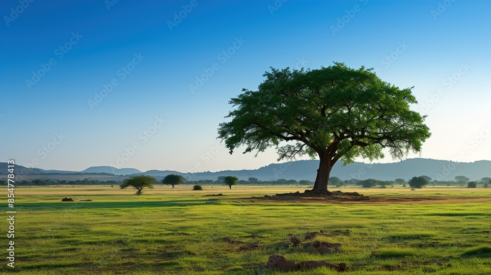 Sticker landscape with trees