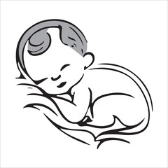 Baby Liner drawing Vector illustration 3