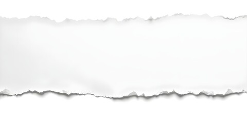 An isolated white torn paper background with copy space