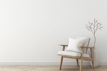 Minimalist Interior Room - Modern Dining Chair with Padded Seat and Wooden Legs