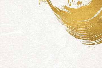 金色のブラシアートと和紙の背景素材