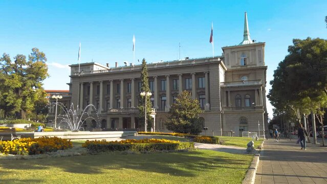Belgrade Serbia, August 10, 2020: Sunny day at the historic Presidental hourse building in Belgrade