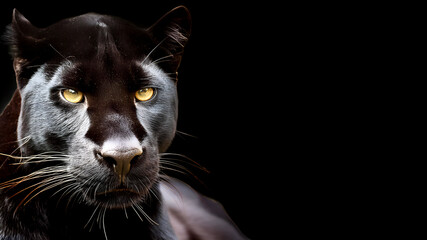 black panther isolated on black background	
