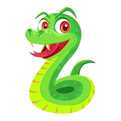 Cute cartoon snake isolated on a white background. Vector snake character for printing on children's products, clothing, textiles, etc
