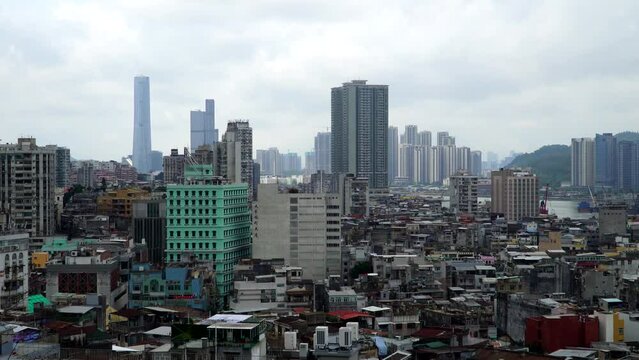 Macau - March 25, 2024: Top view of Macau old town