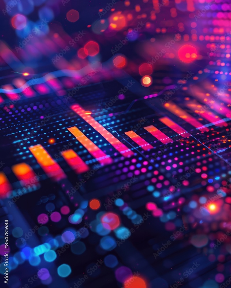 Poster abstract data visualization with bokeh lights.