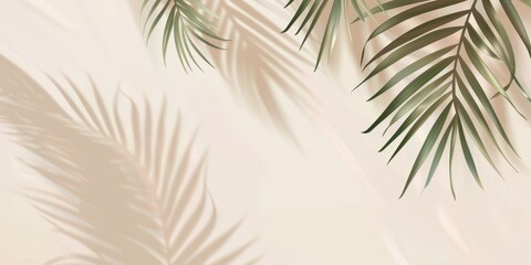 Palm Leaves Shadows on Beige Background
