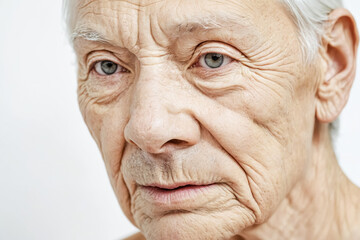 Close up portrait of elderly woman's face