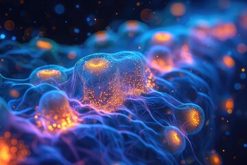 Naklejka premium Bioluminescent Microorganisms: Illuminating Bioinformatics