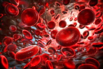 Red Blood Cells Flowing Through Vein - Medical Concept of Circulatory System and Hematology, Symbol of Health
