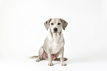 Fototapeta premium Sitting Dog with White Background