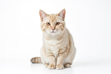 Adorable Tabby Kitten Sitting on a White Background
