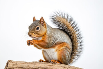Squirrel on a Branch with White Background