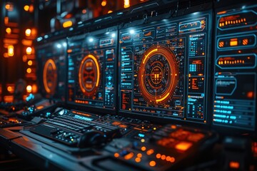 Obraz premium Algorithmic Control: Central Command in Manufacturing Excellence