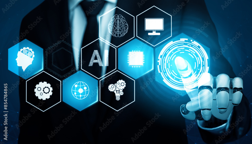 Aufkleber mlp 3d rendering futuristic robot technology development, artificial intelligence ai, and machine le