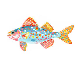 colorful cob fish illustration on white background