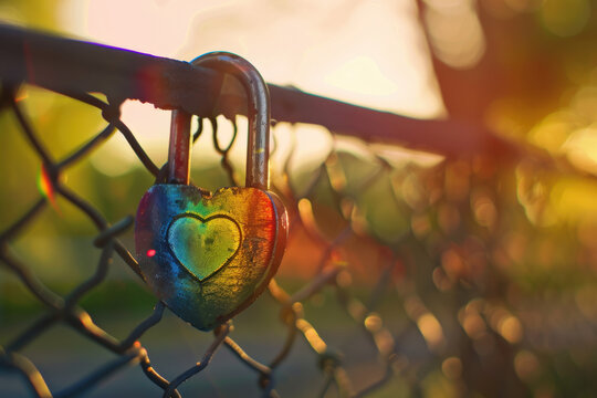 Heart Lock at Sunset 
