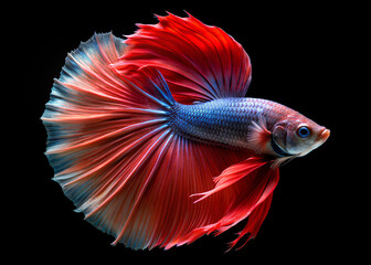 Fototapeta premium Red Hawk over half moon long tail Betta, Siamese fighting fish, Betta fighting motion