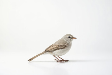 A Tiny Bird Perched On A White Background