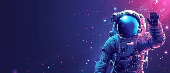 Space Explorer banner with an astronaut waving with empty text space