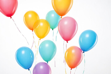 Colorful Balloons Floating on White Background
