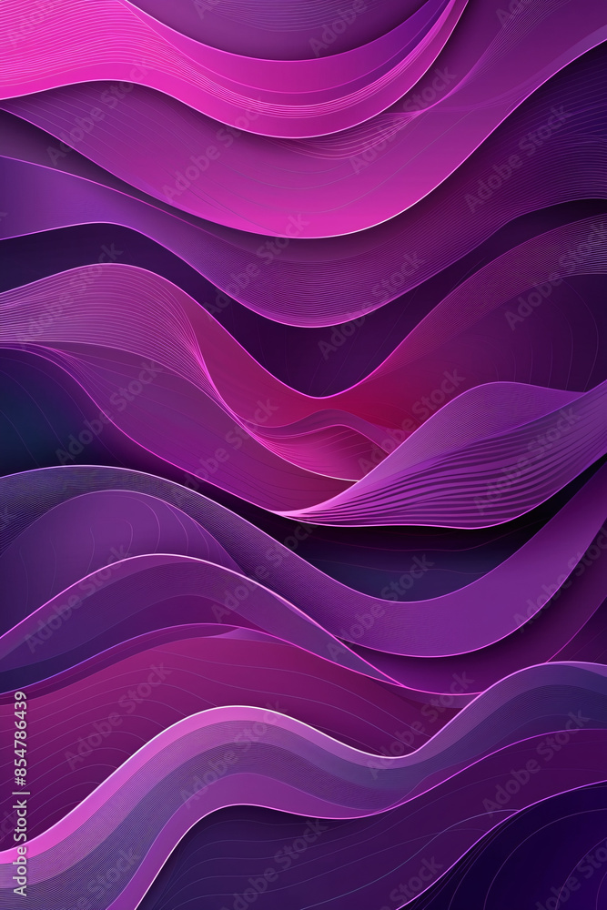 Poster abstract waves in vibrant pink and purple tones creating a dynamic flowing pattern