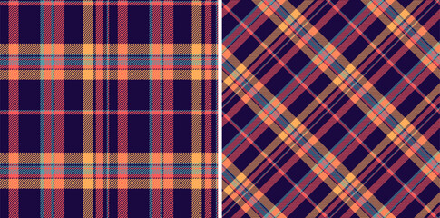 Tartan plaid fabric of seamless vector textile with a pattern check background texture. Set in retro colors. Messy stripe art.