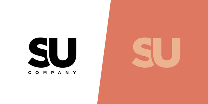 Letter S and U, SU logo design template. Minimal monogram initial based logotype.