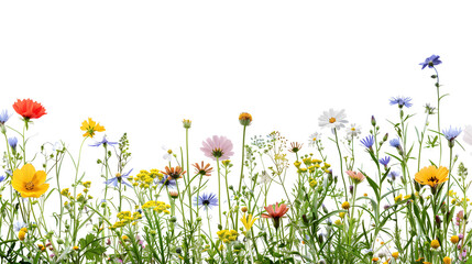 A vibrant meadow full of colorful wildflowers in bloom, showcasing the beauty and diversity of nature during springtime.