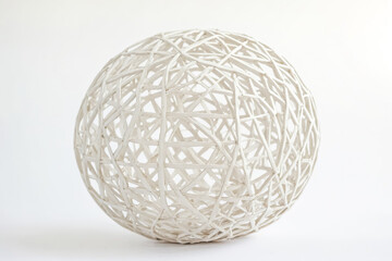 White Woven Sphere on White Background