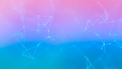 Abstract triangular networks connecting dots. Geometric plexus background.