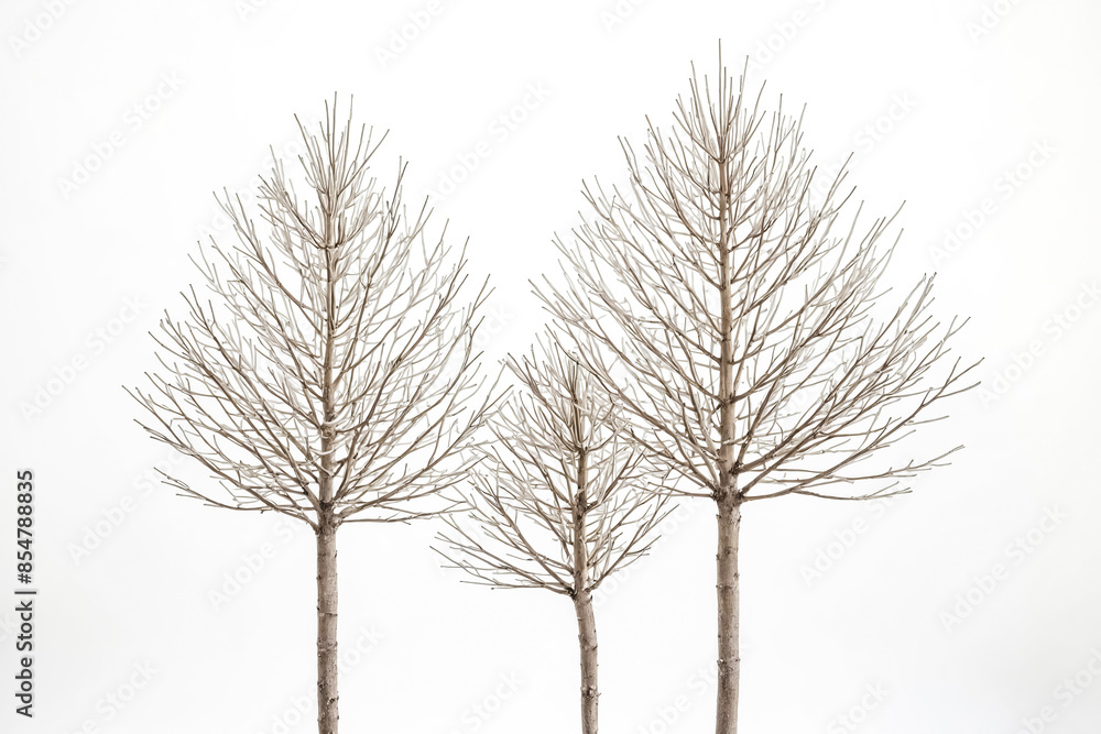 Poster Three Bare Trees Against a White Background