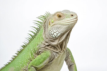 Obraz premium Green iguana portrait on white background